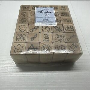 D.O.T.S. Teacher's Set of 30 1" Square Wood Mounted Rubber Stamps - RETIRED